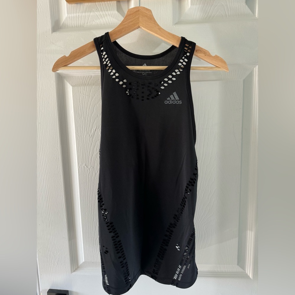 Adidas black workout top with cutouts